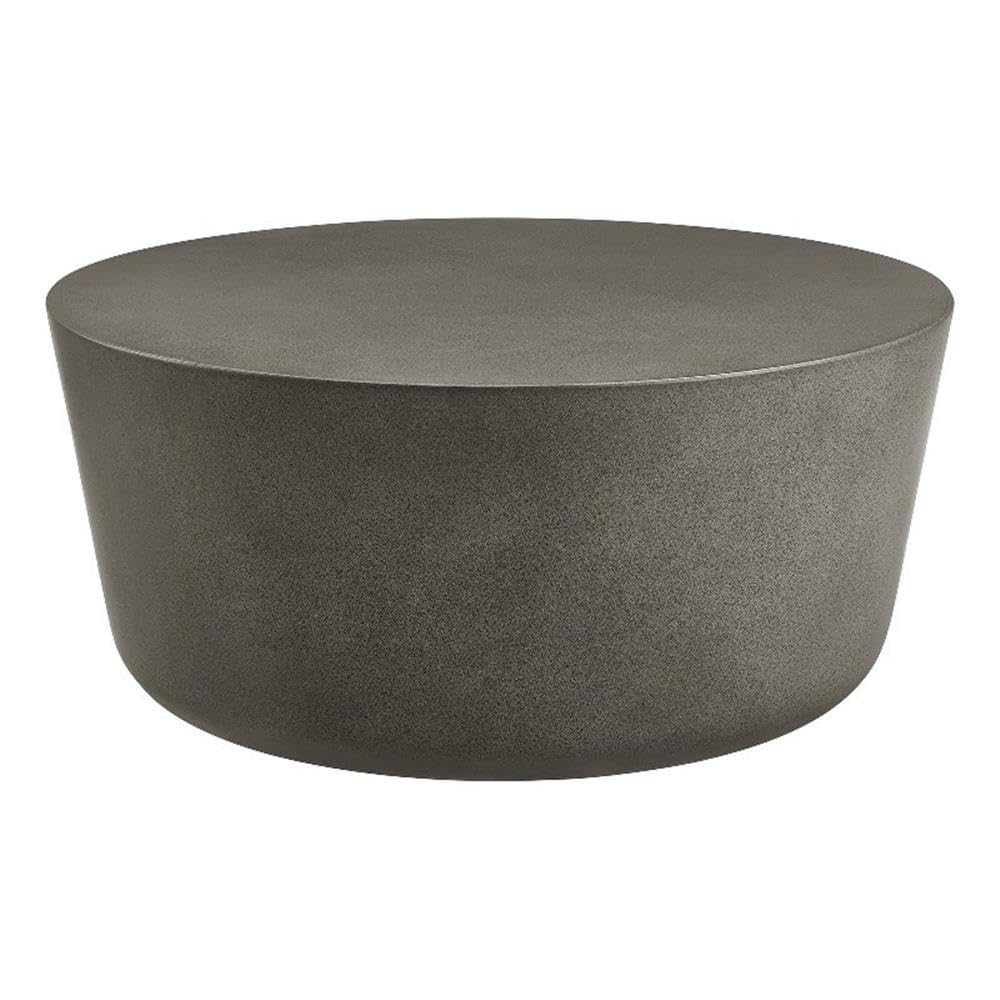 Modway Brion 34 Inch Round Concrete Coffee Table – Indoor/Outdoor Tapered Cylinder Coffee Table – Low Center Table for Living Room or Patio in White