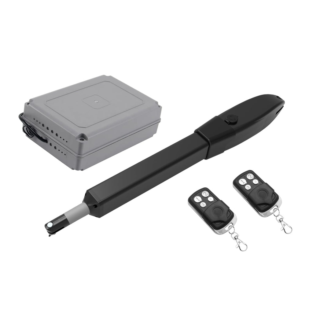 JUJIANG C026 Solar Gate Opener with Batteries & Solar Panel for Dual Swing Gates Up to 1540lb Automatic Gate Opener with Remote Complete Kit Medium Duty Electric Gate Opener Solar Powered 60W Motor