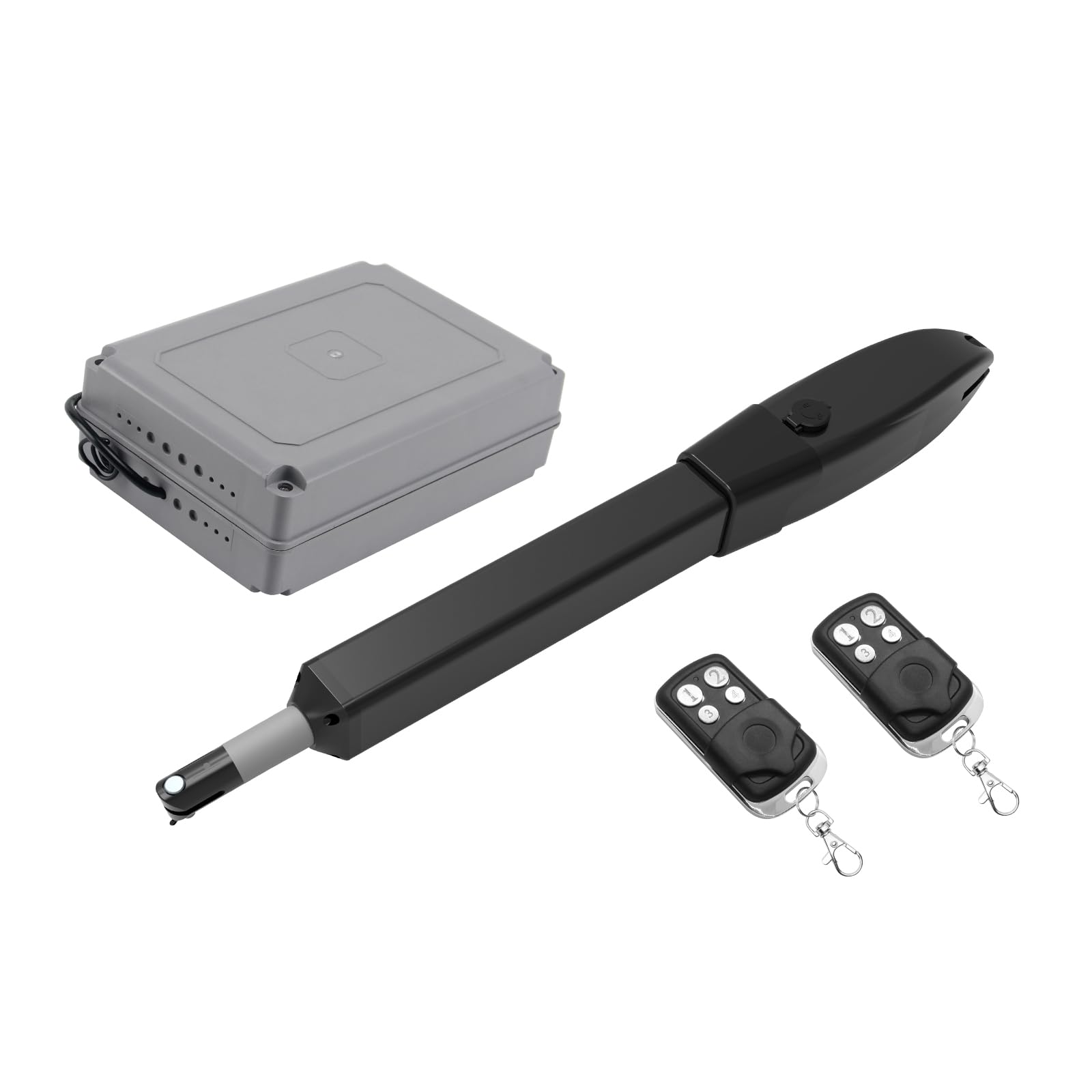 JUJIANG C026 Solar Gate Opener with Batteries & Solar Panel for Dual Swing Gates Up to 1540lb Automatic Gate Opener with Remote Complete Kit Medium Duty Electric Gate Opener Solar Powered 60W Motor