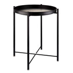 EKNITEY 2 Tier End Table - Metal Side Table Waterproof Small Sofa Coffee Side Tables Bedroom Indoor Outdoor with Removable Tray for Living Room Bedroom Balcony and Office (Black)