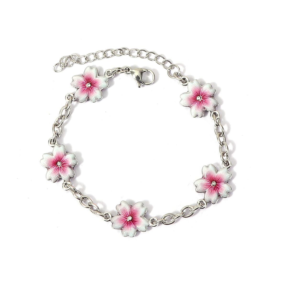 Dainty Fruit, Flower Charm Bracelet for Women Friendship Adjustable Link Chain Bracelet