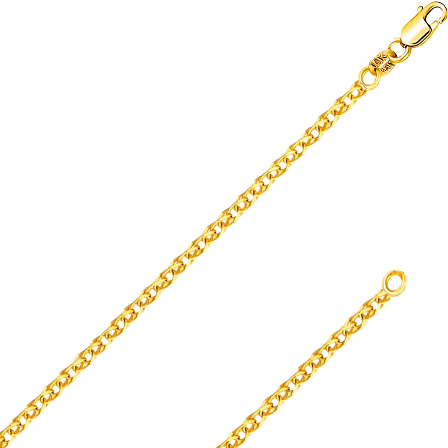 ITALIAN FASHIONS REAL Solid 14K or 10K Yellow Gold 1.50mm,1.7mm, 2.0mm Flat Open Wheat Spiga Chain Necklace with Lobster Claw Clasp | Multiple Lengths Available | Men Women | MADE IN ITALY (10K Solid Yellow Gold 1.5mm, 18.0 Inches) - Grand Goldman