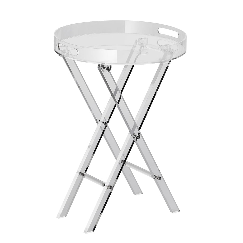VEVOR Round Iridescent Side Table, Acrylic End Table, Clear Rainbow Acrylic Coffee Table for Drink, Food, Snack Used in Living Room, Bedroom, and Study