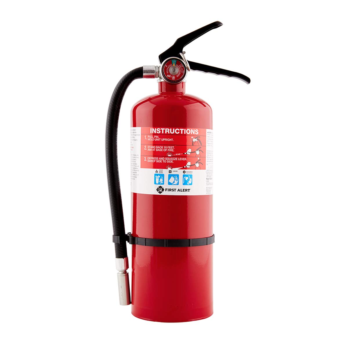 First Alert PRO10 Rechargeable Commercial Fire Extinguisher, UL rated 4-A:60-B:C, Red, 1-Pack