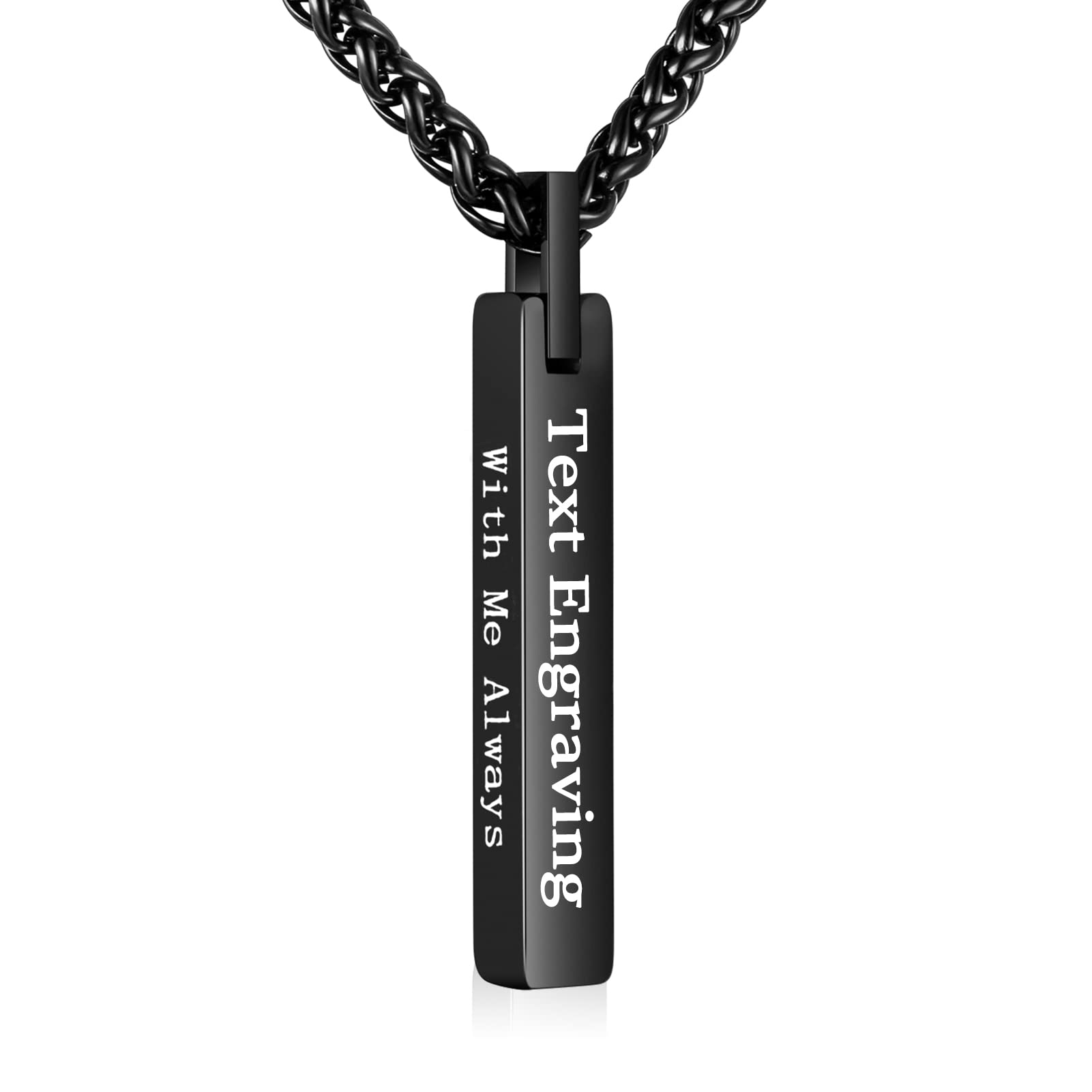 Dletay Urn Necklace for Ashes Stainless Steel Cremation Jewelry for Ashes Memorial Ash Necklace for Men Women Ash Holder Black