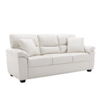 Morden Fort White Leather Love seat and Sofa Set, Modern Luxury and Comfy Furniture Sleeper Couches for Living Room, Apartment, Office, Lounge Room