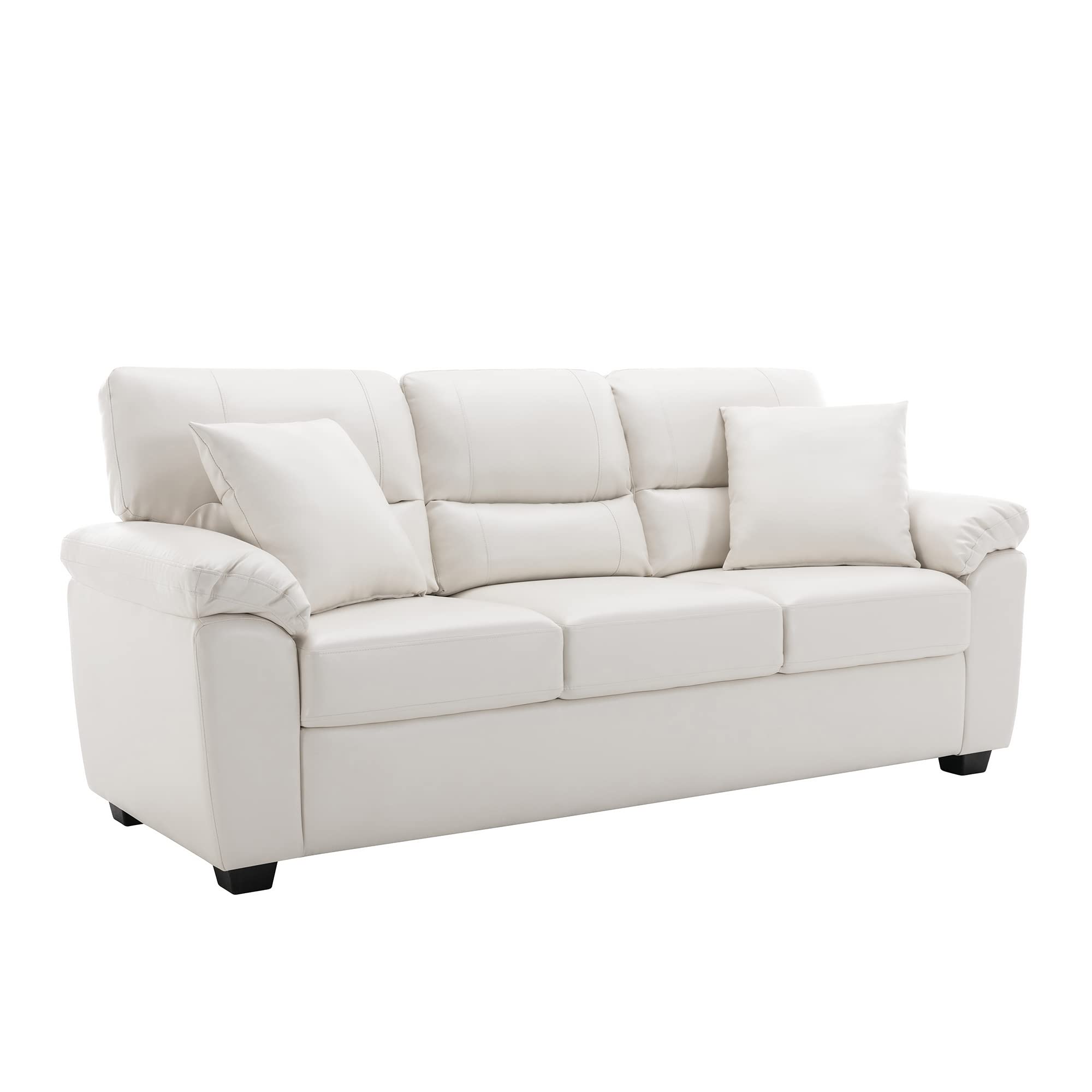 Morden Fort White Leather Love seat and Sofa Set, Modern Luxury and Comfy Furniture Sleeper Couches for Living Room, Apartment, Office, Lounge Room