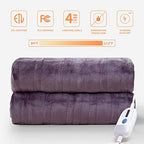 JET'S HOME Heated Blanket 50"x60" - ETL Certified Flannel Electric Blanket Throw Machine Washable Heating Blanket with 5 Heating Levels 3 Hours Auto-Off Warm Blanket Gift for Christmas (Blue)