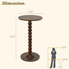 Round Side Table, Small Drink Table for Small Spaces, Modern Accent Nightstand with Solid Wood Leg for Living Room, Bedroom, Corners, and Office (Rustic Brown)