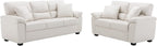 Morden Fort White Leather Love seat and Sofa Set, Modern Luxury and Comfy Furniture Sleeper Couches for Living Room, Apartment, Office, Lounge Room