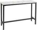 Mr IRONSTONE 47 inch Bar Table, White Pub Table Kitchen Dining Coffee Table High Writing Computer Table with MDF Top Covered with Laminate Marble (Indoor USE ONLY)