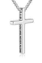 Fiusem Cross Necklace for Men, Inspirational Bible Verse Cross Chain for Men, Stainless Steel Box Necklace