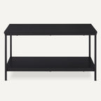Amazon Basics Rectangular Coffee Table with Bottom Shelf, Living Room Centre Table, Wooden Black, 19.9" D x 31.5" W x 16.5" H