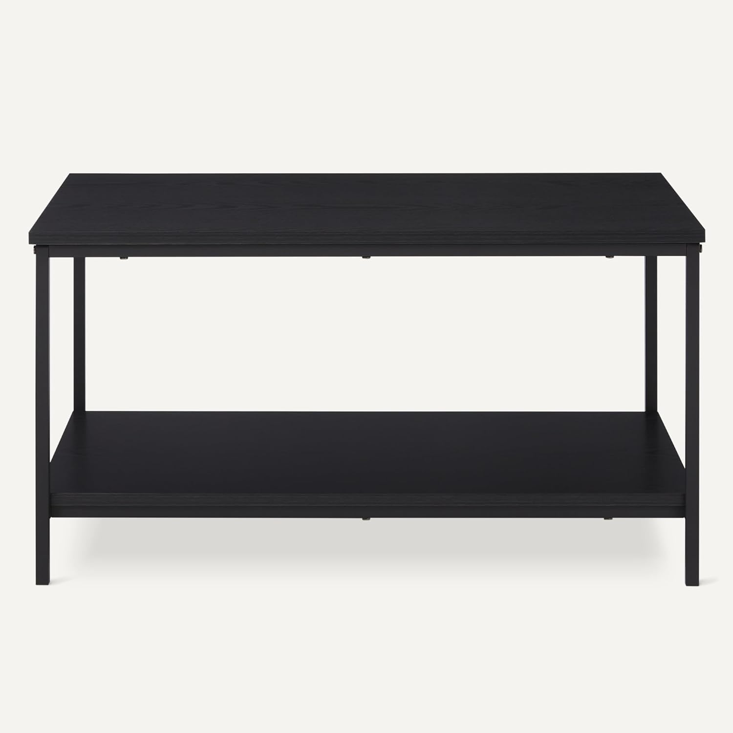 Amazon Basics Rectangular Coffee Table with Bottom Shelf, Living Room Centre Table, Wooden Black, 19.9" D x 31.5" W x 16.5" H
