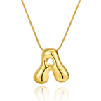 FCBTOCO Initial Halskette für Frauen, Gold Silber Blasenballon Buchstaben Halskette, Zarte Personalisierte Gepolsterte Klobige Namensketten, Trendiger Schmuck Geschenk