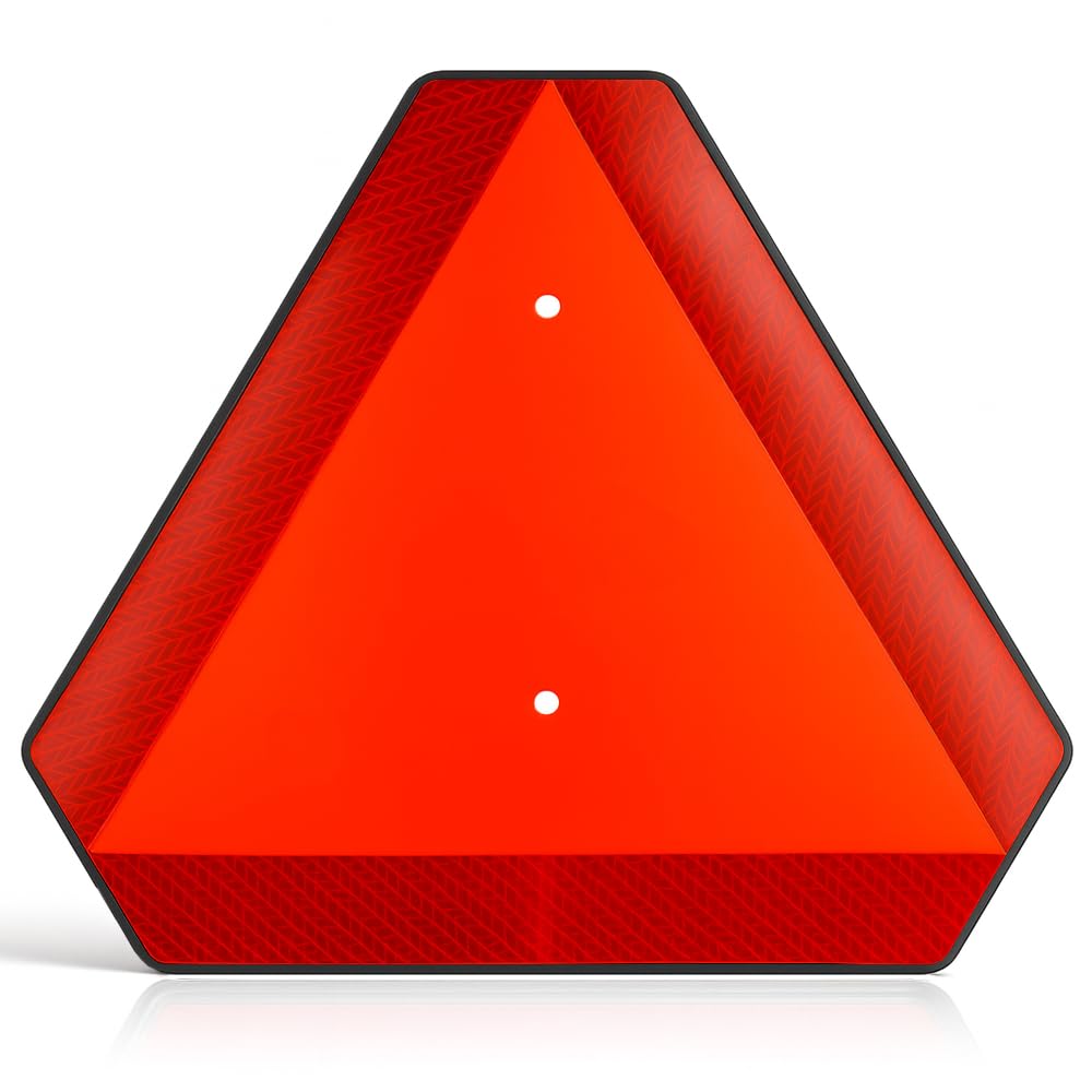 Slow Moving Vehicle Safety Sign,Slow Moving Vehicle Triangle Sign,Plastic 14"x16" Engineering Grade Reflective for Golf Cart (Plastic)