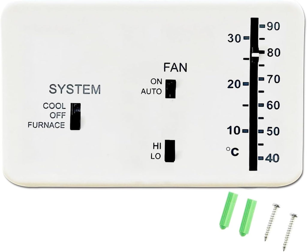 RV Thermostat, RV Analog Thermostat Replacement for Dometic 3106995.032 (Cool Only/Furnace) Controls The Heating and Cooling Systems in a Recreational (White)