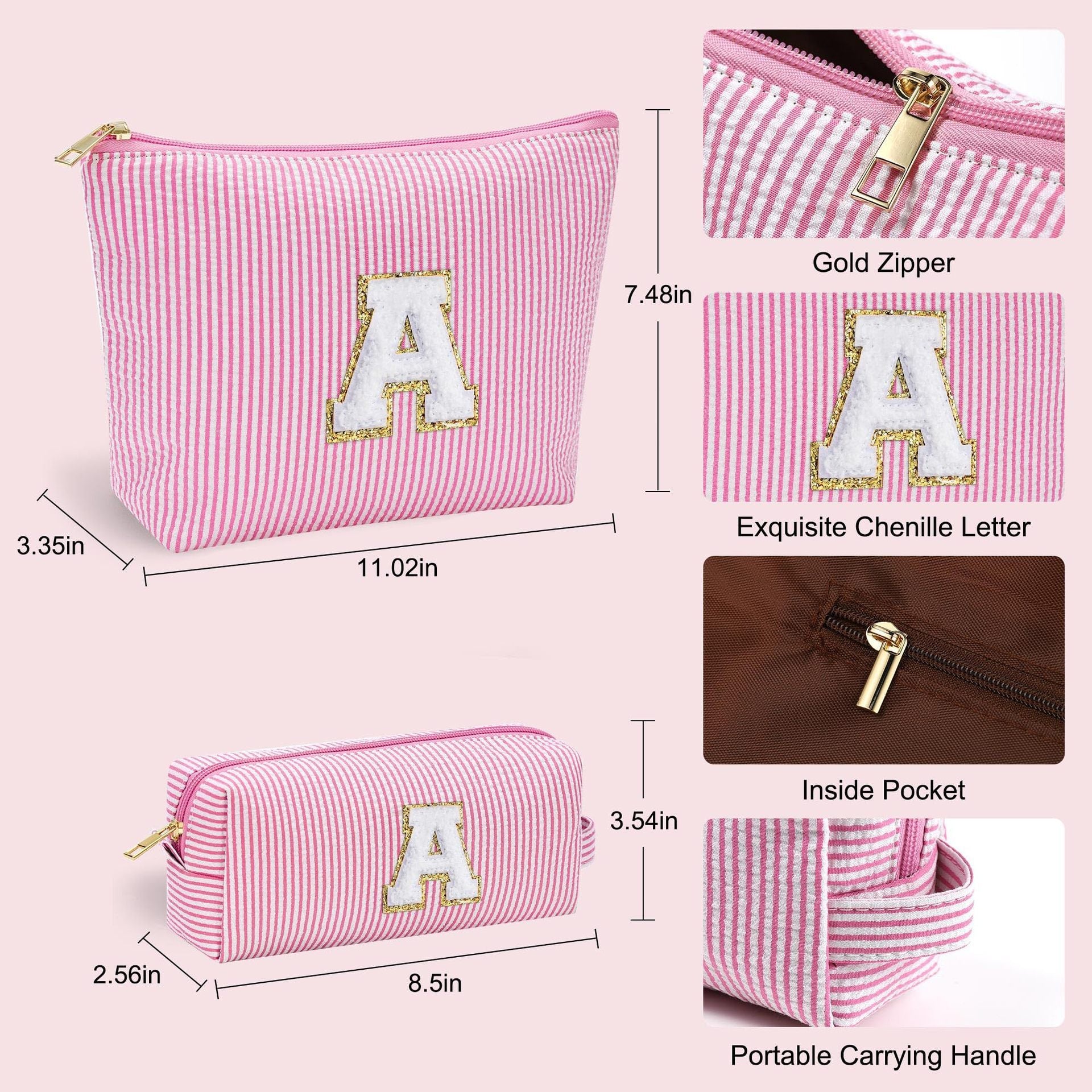 Embroidered Lettered Make-up Bag Portable Travel Storage