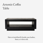Maven Lane Artemis Coffee Table – 18 Inch Rectangle Table with Storage – Black Solid Wood – Ideal for Living Room and Lounge