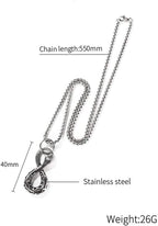 OIDIMS Infinity Ouroboros Serpent Snake Necklace for Men Women Stainless Steel Pendant Norse Talisman Hip Hop Gothic Animal Biker Punk Rope Chain Best Friend Jewelry Valentine's Day Gift Jewelry