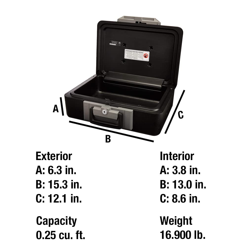 SentrySafe feuerfeste Safe-Box mit Schlüsselschloss, Tresor mit Tragegriff zur Sicherung von Geld, Schmuck, Dokumenten, 0,25 Kubikfuß, 6,3 x 15,3 x 12,1 Zoll, 1160