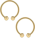 Ruifan 316L Surgical Steel Non-Piercing Fake Faux Clip On Septum Nose Hoop Ring Body Jewelry Piercing Unisex 20 Gauge 5/16"(8mm) 2-6PCS