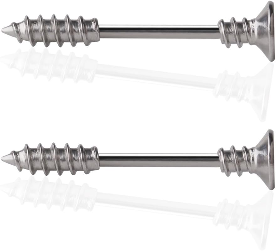 Ruifan 316L Stainless Steel Screw Bar Nipple Barbell Ring Body Piercing 14G