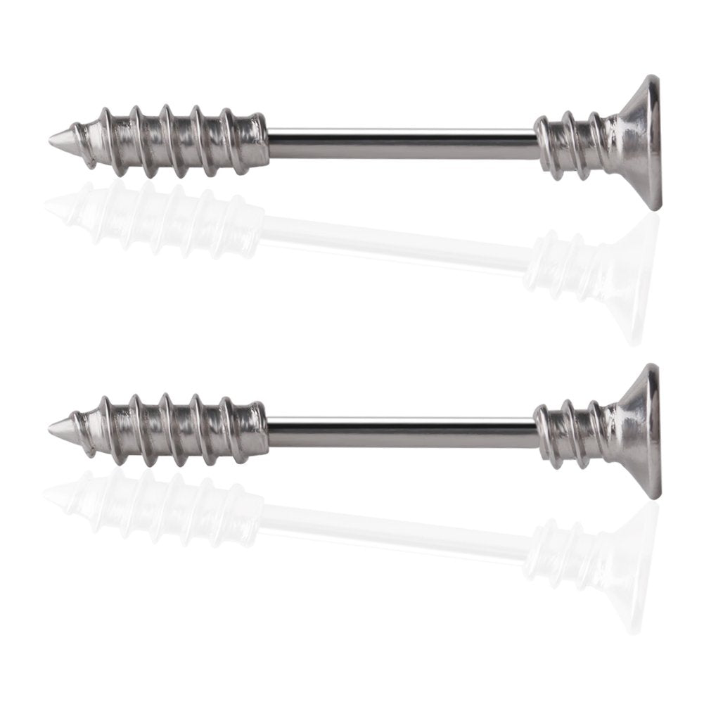 Ruifan 316L Stainless Steel Screw Bar Nipple Barbell Ring Body Piercing 14G
