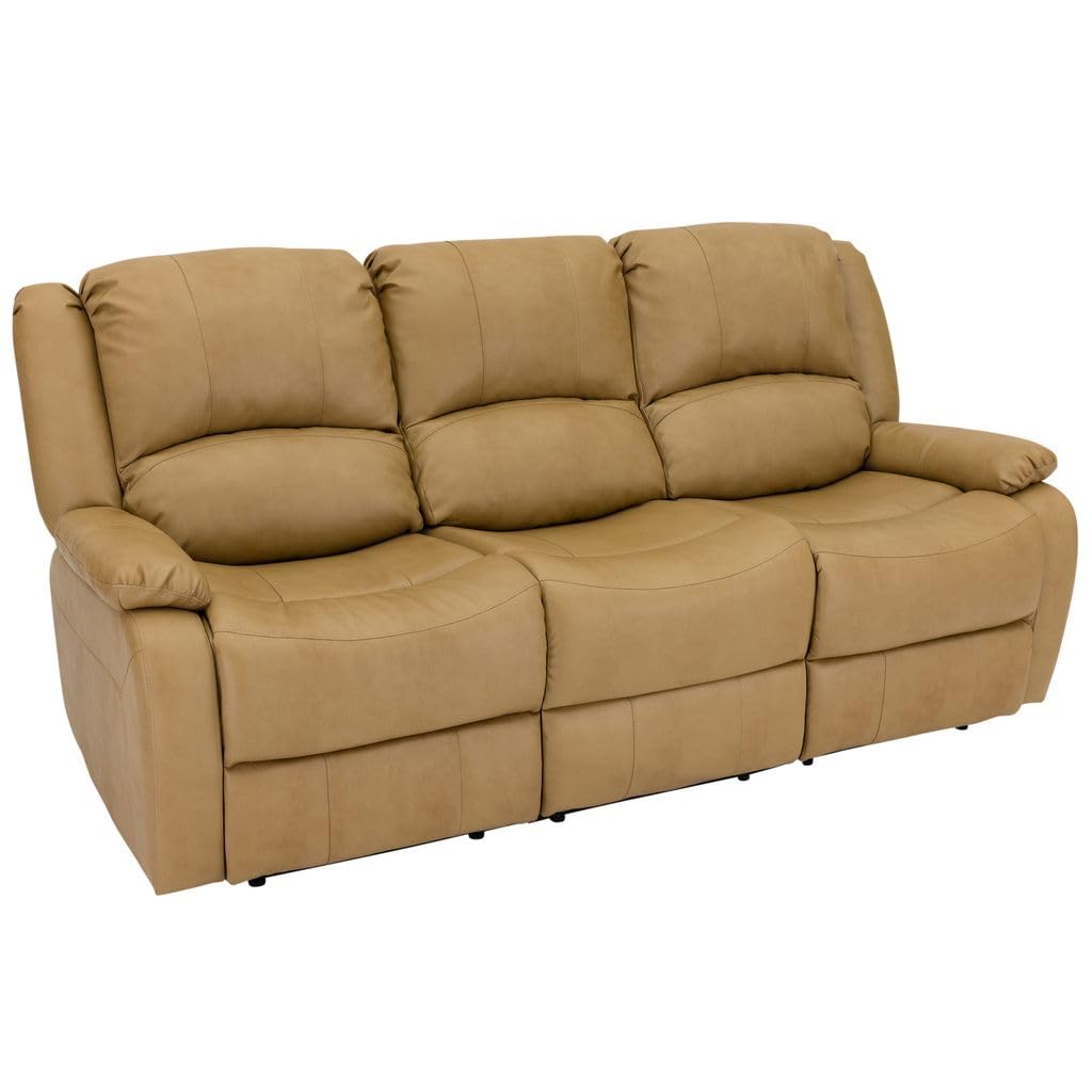RecPro Charles 67" Double Recliner RV Sofa | Zero Wall Loveseat for Camper | Wall Hugger Couch | Fifth Wheel Theater Seating | Upgraded 2023 Fabric (Toffee)