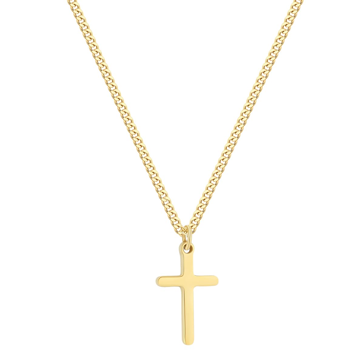 Joxevyia Cross Necklace for 14K Gold Filled Stainless Steel Small Cross Pendant with Cuban Chain Necklace Simple Faith Jewelry Christmas Gift for Men Women 16-24 Inches