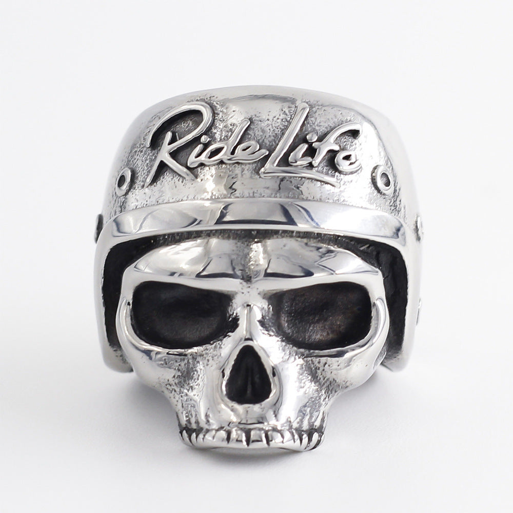 316L Stainless Steel Ride Life Skull Men's Punk Ring