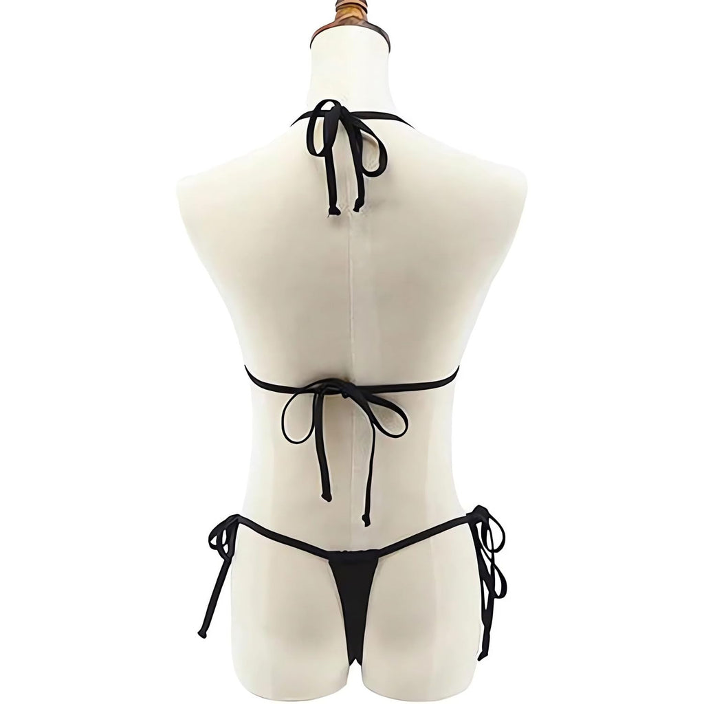 Микро бикини, сексуальные стринги-танга купальник для женщин, милые горячие мини крошечные бикини, приватная пляжная одежда черного цвета