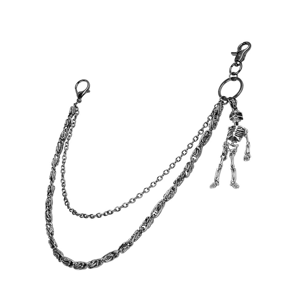 PINKPIN Skelett Geldbörsenkette Biker Jeans Taschenkette Unisex Hosenkette Totenkopf Kette für Männer Frauen
