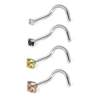 Ruifan 18G 1.5mm 2mm 2.5mm 3mm 3.5mm 4mm Round Diamond CZ Nose Screw Studs Rings Piercing Jewelry 4-12PCS