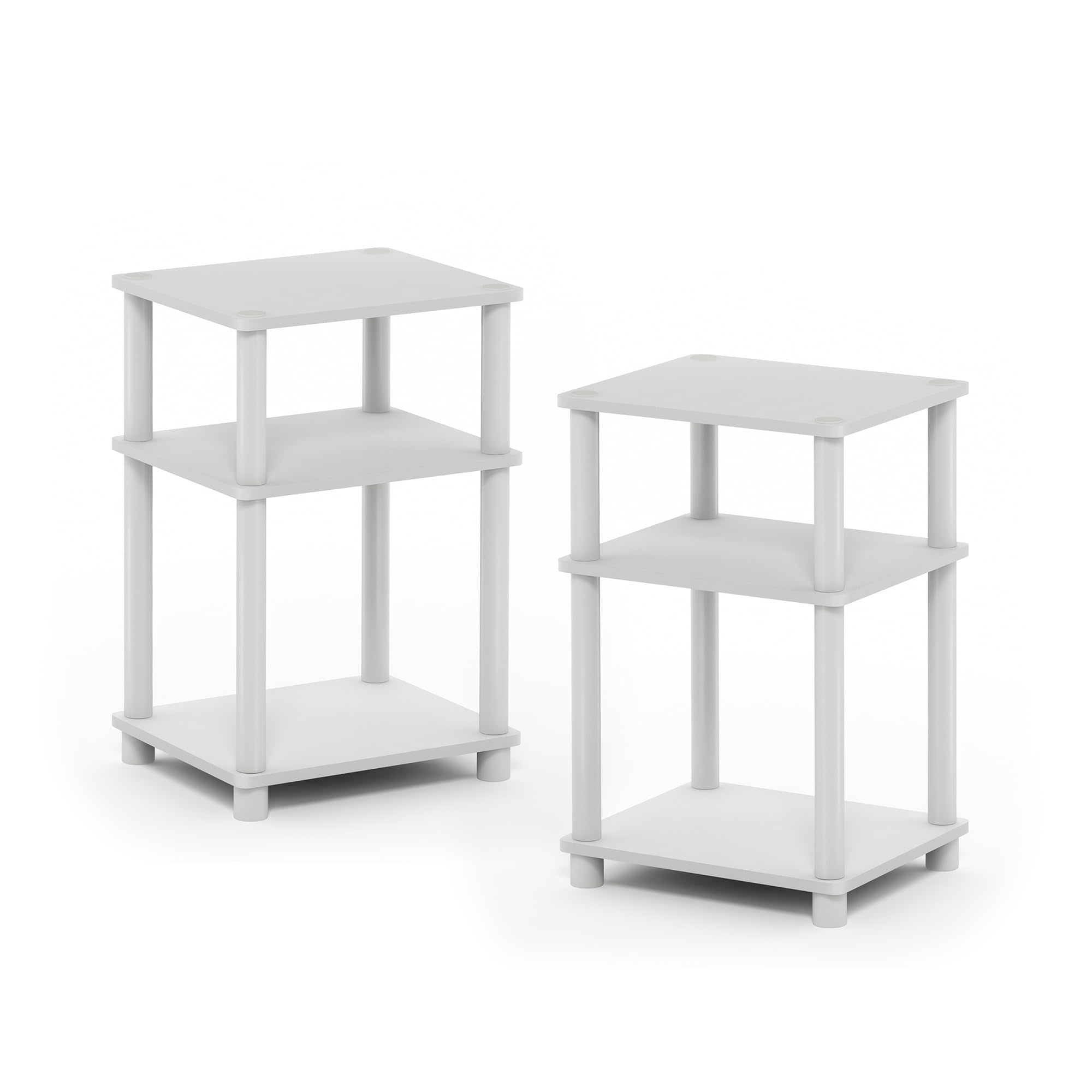 Furinno JUST Side Table, 3-Tier End Table, Open Shelves Night Stand, Bedside Table, Toolless Assembly, for Living Room, Bedroom, Bathroom, Americano