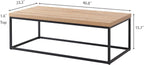 CENSI 47-Inch Natural Oak Coffee Table for Living Room, Modern Industrial Rectangular Wood and Metal Center Table with Extra Thick Tabletop (Natural Wood)