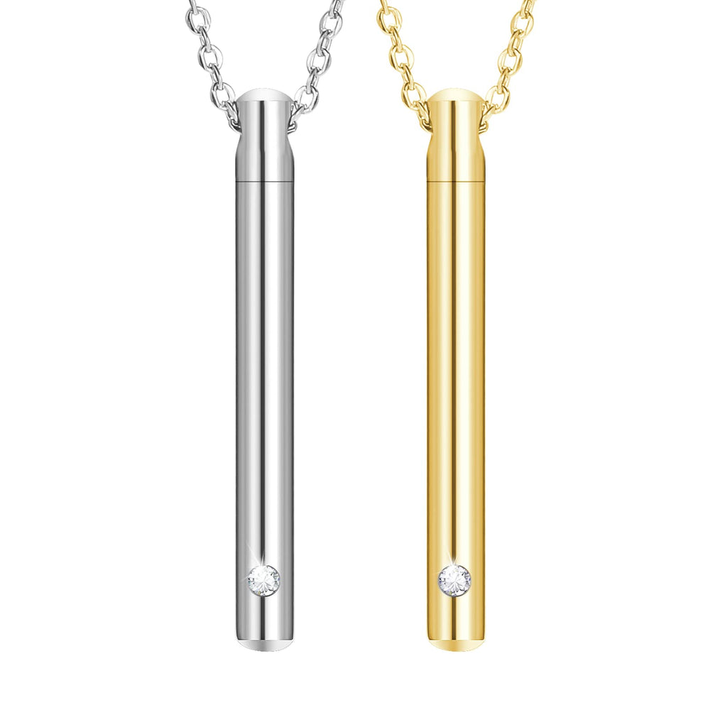 XIUDA Urn Necklace for Ashes Stainless Steel Cremation Necklace with Crystal Memorial Pendant Necklace