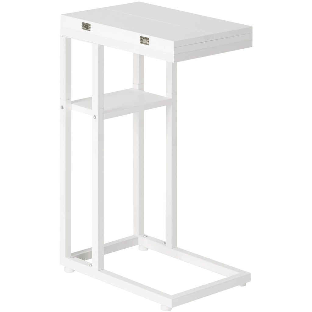 HOOBRO Foldable End Table, C Shaped Side Table with Storage Shelf, Small Snack Table Suitable for Living Room Bedroom Small Spaces, Easy Assembly, Rustic Brown BF29SF01