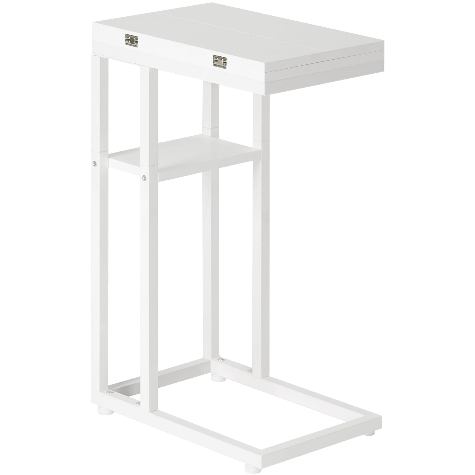 HOOBRO Foldable End Table, C Shaped Side Table with Storage Shelf, Small Snack Table Suitable for Living Room Bedroom Small Spaces, Easy Assembly, Rustic Brown BF29SF01