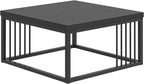FOLUBAN Black Coffee Table, Modern Square Center Table for Living Room, Industrial Rustic Wood and Metal Cocktail Tea Table, 31.5 Inch