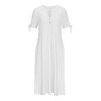 پیراهن‌های بلند ماکسی برای زنان ۲۰۲۵، پیراهن تی‌شرت آستین کوتاه چشم‌دوزی مد روز، پیراهن تابستانی کژوال برای تعطیلات ساحلی، پیراهن بهاری سفید برای زنان ۲۰۲۵، لباس عروسی ۲X