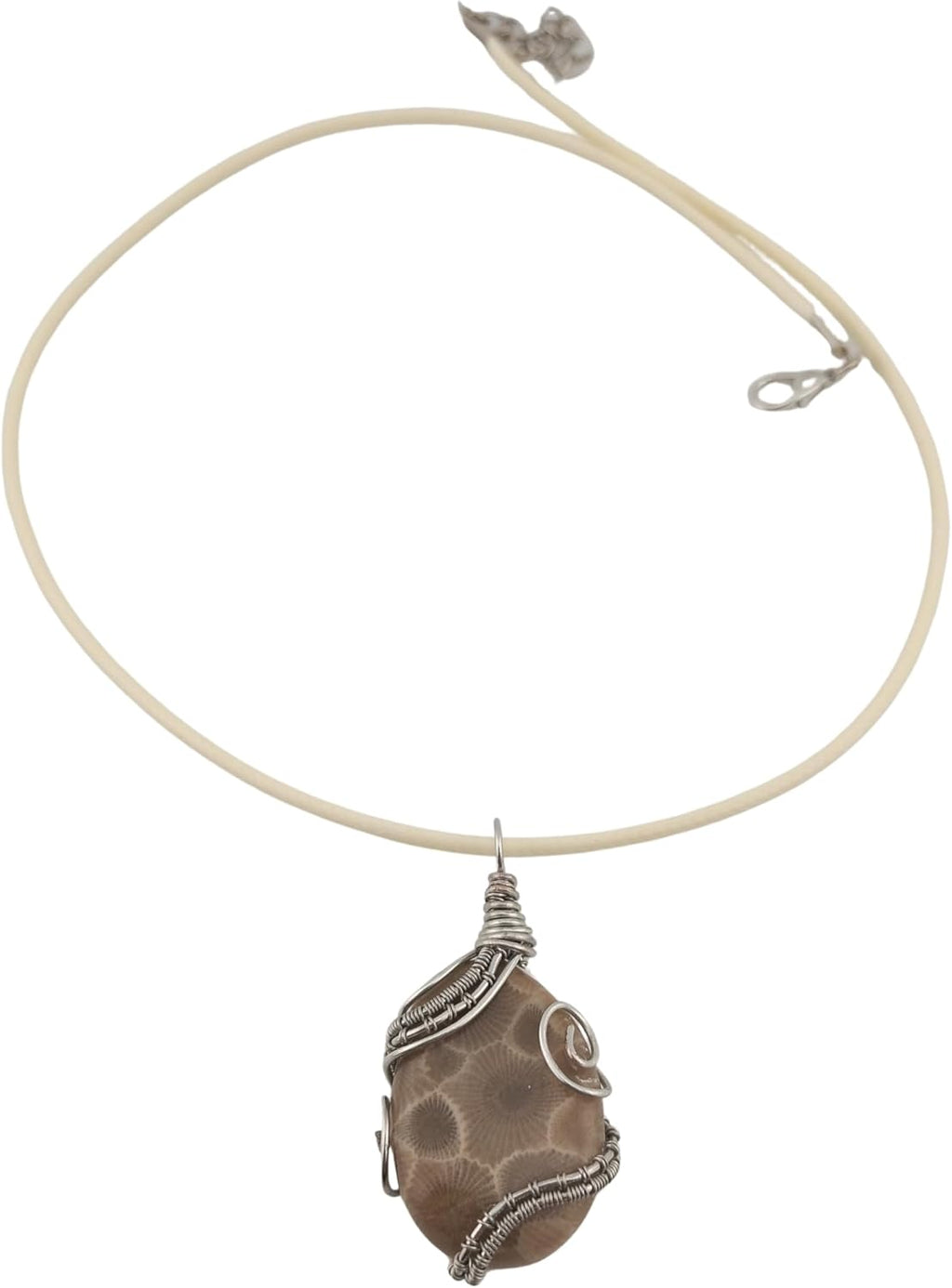 Petoskey Stone Wire Wrap Pendant - Unique Charm - Michigan Artistry