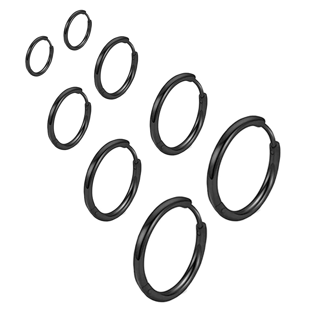 316L Surgical Stainless Steel Huggie Hoop Earrings 6mm 8mm 10mm 11mm 12mm 14mm Hypoallergenic Earrings Hoop Cartilage Helix Lobes Hinged Sleeper Earrings For Men Women