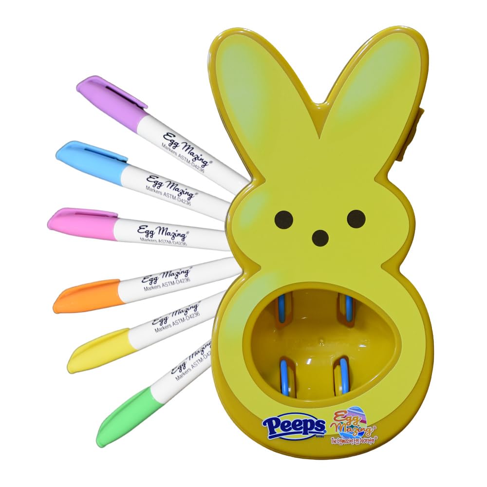 Eggmazing Egg Decorator - Peeps Bunny - Arts and Craft Set Includes 6 Colorful Quick Drying, Non-Toxic Markers (Blue), Ages 3 and Up