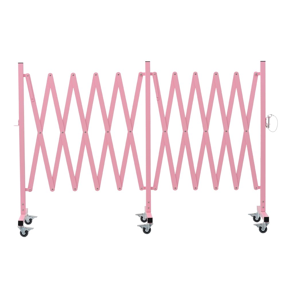 GYMTIME Industrial Expandable Metal Barricade, 16 Feet, Easily Assembled Safety Barrier with Casters, Flexible Mobile Gate, Adjustable Traffic Fence