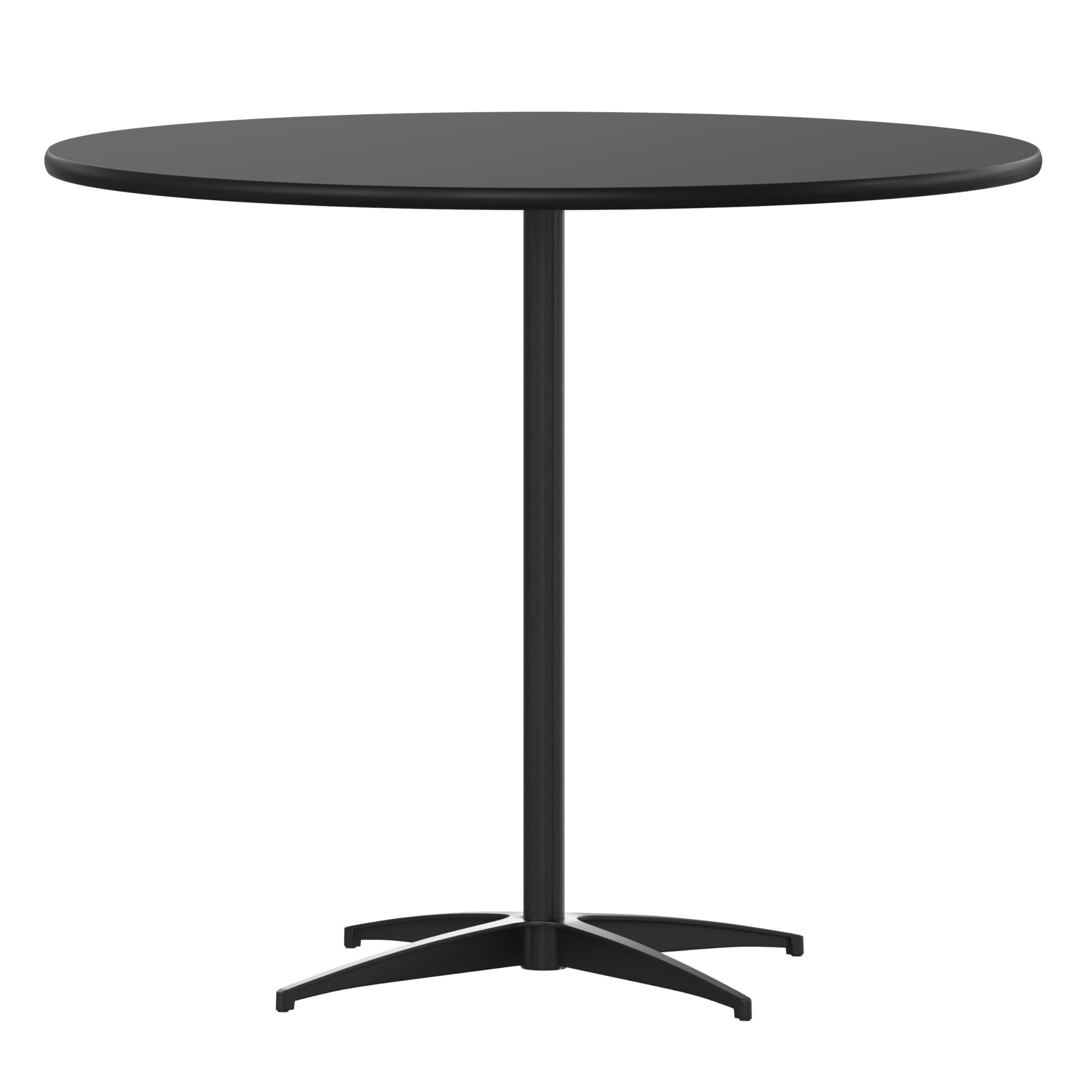 Flash Furniture Lars Black 30'' Round Wood Cocktail Table with 30'' and 42'' Columns