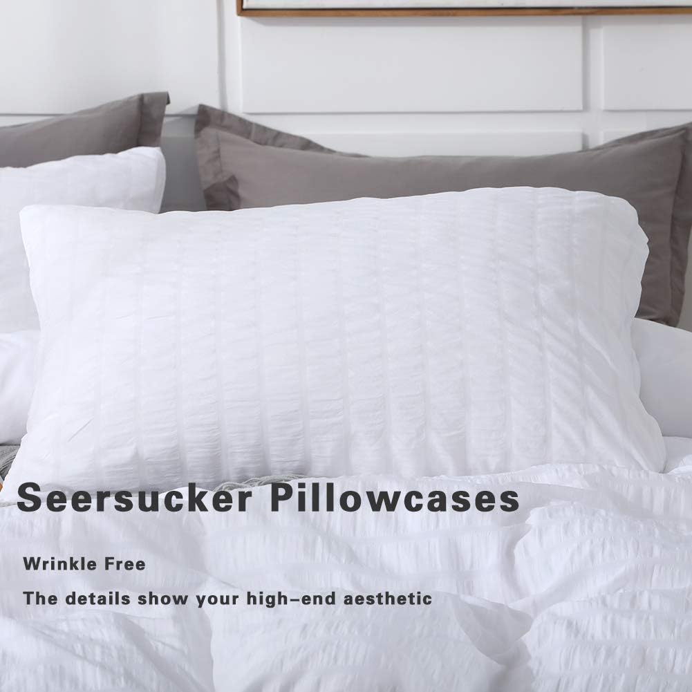 AveLom hvidt dynebetræk Queen (90 x 90 tommer)， 3 stykker (1 dynebetræk + 2 pudebetræk) Stribet lynlåslukning Hjørnebånd Blødt vasket mikrofiberdynebetræk til mænd, kvinder