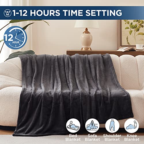 Westinghouse Electric Blanket Queen Size, Super Cozy Soft Flannel 84" x 90" Heated Blanket with 10 Fast Heating Levels & 1-12 Auto-Off, Machine Washable, ETL&FCC Certification, Beige