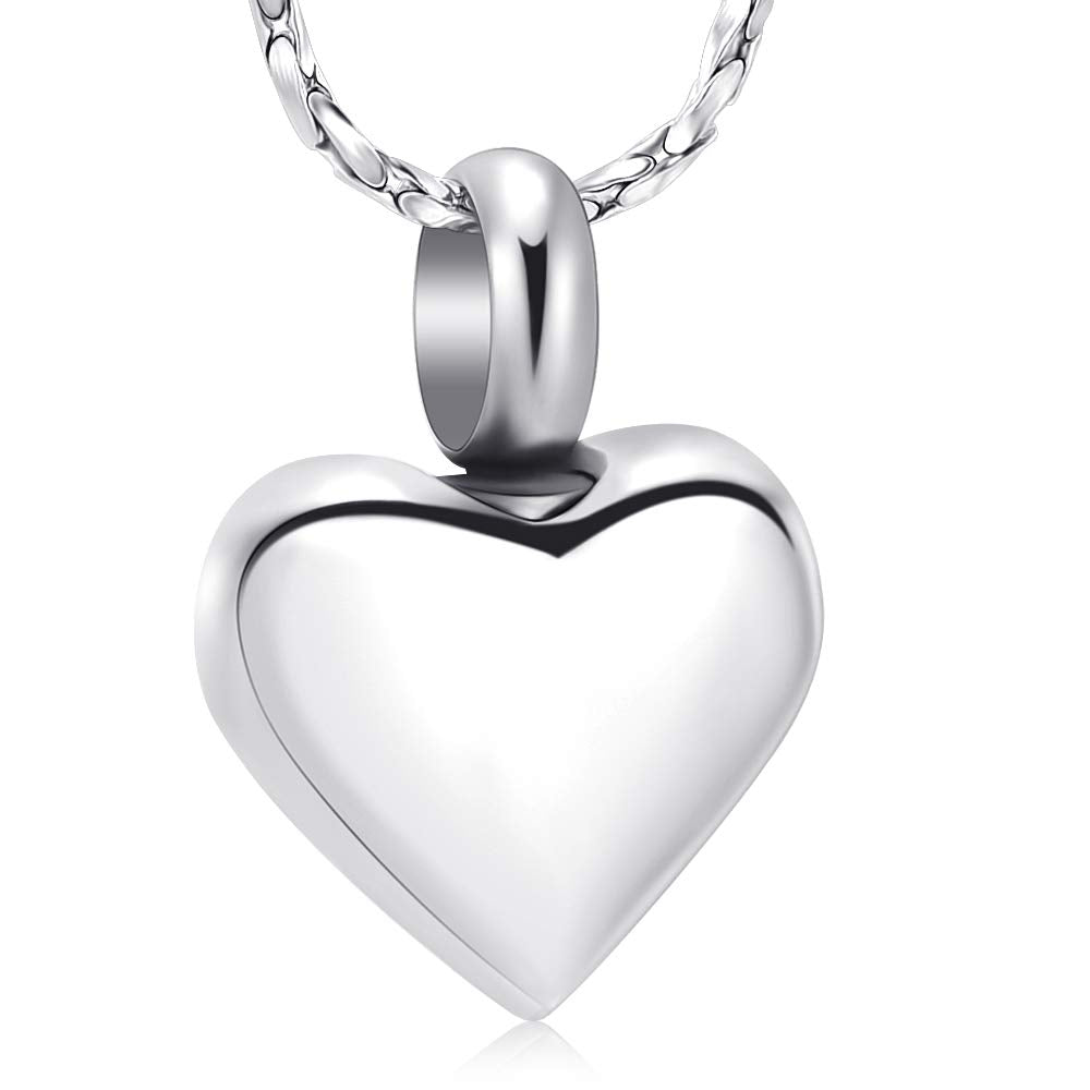 Imrsanl Small Heart Cremation Urn Necklace for Ashes Stainless Steel Memorial Ash Pendant Keepsake Jewelry
