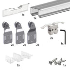 Sliding Closet Door Hardware Kit - 94-inch Double Track for 2 Or 3 Bypass Doors Up to 100lbs - SLID'UP 110 - Grand Goldman